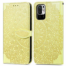 Funda de Cuero Cartera con Soporte Patron de Moda Carcasa S04D para Xiaomi Redmi Note 10 5G Amarillo