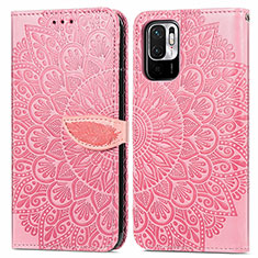 Funda de Cuero Cartera con Soporte Patron de Moda Carcasa S04D para Xiaomi Redmi Note 10 5G Oro Rosa