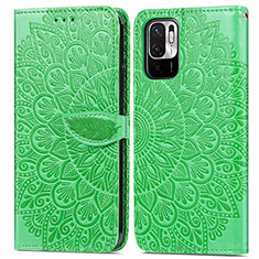 Funda de Cuero Cartera con Soporte Patron de Moda Carcasa S04D para Xiaomi Redmi Note 10 5G Verde