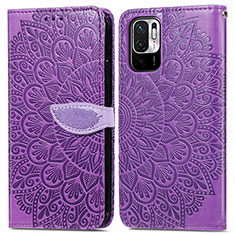 Funda de Cuero Cartera con Soporte Patron de Moda Carcasa S04D para Xiaomi Redmi Note 10 JE 5G Morado