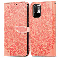 Funda de Cuero Cartera con Soporte Patron de Moda Carcasa S04D para Xiaomi Redmi Note 10 JE 5G Naranja