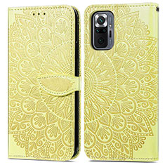 Funda de Cuero Cartera con Soporte Patron de Moda Carcasa S04D para Xiaomi Redmi Note 10 Pro Max Amarillo