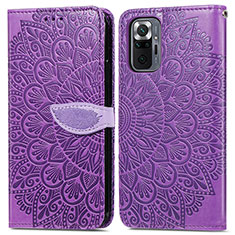 Funda de Cuero Cartera con Soporte Patron de Moda Carcasa S04D para Xiaomi Redmi Note 10 Pro Max Morado