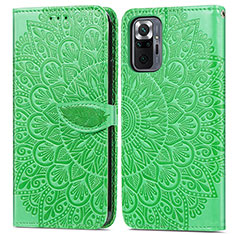 Funda de Cuero Cartera con Soporte Patron de Moda Carcasa S04D para Xiaomi Redmi Note 10 Pro Max Verde