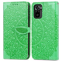 Funda de Cuero Cartera con Soporte Patron de Moda Carcasa S04D para Xiaomi Redmi Note 10S 4G Verde