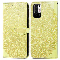 Funda de Cuero Cartera con Soporte Patron de Moda Carcasa S04D para Xiaomi Redmi Note 10T 5G Amarillo