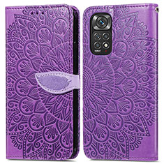 Funda de Cuero Cartera con Soporte Patron de Moda Carcasa S04D para Xiaomi Redmi Note 11 4G (2022) Morado