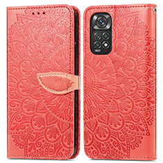 Funda de Cuero Cartera con Soporte Patron de Moda Carcasa S04D para Xiaomi Redmi Note 11 4G (2022) Rojo