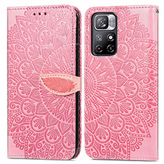 Funda de Cuero Cartera con Soporte Patron de Moda Carcasa S04D para Xiaomi Redmi Note 11 5G Oro Rosa