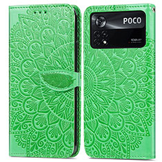 Funda de Cuero Cartera con Soporte Patron de Moda Carcasa S04D para Xiaomi Redmi Note 11E Pro 5G Verde