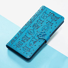 Funda de Cuero Cartera con Soporte Patron de Moda Carcasa S05D para Huawei Enjoy 50 Azul