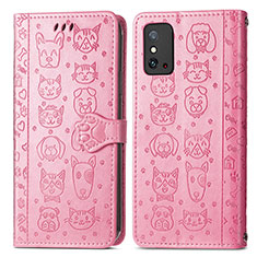 Funda de Cuero Cartera con Soporte Patron de Moda Carcasa S05D para Huawei Honor X10 Max 5G Rosa