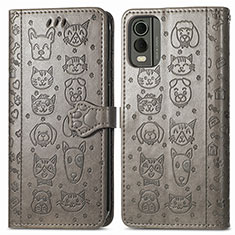 Funda de Cuero Cartera con Soporte Patron de Moda Carcasa S05D para Nokia C210 Gris