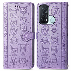 Funda de Cuero Cartera con Soporte Patron de Moda Carcasa S05D para Oppo Reno5 A Morado