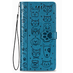 Funda de Cuero Cartera con Soporte Patron de Moda Carcasa S05D para Samsung Galaxy S21 5G Azul