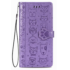 Funda de Cuero Cartera con Soporte Patron de Moda Carcasa S05D para Samsung Galaxy S21 5G Morado