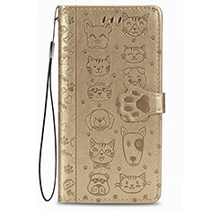 Funda de Cuero Cartera con Soporte Patron de Moda Carcasa S05D para Samsung Galaxy S21 5G Oro