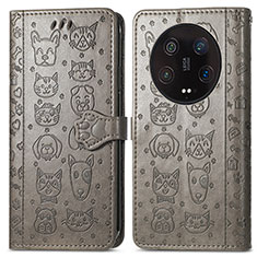 Funda de Cuero Cartera con Soporte Patron de Moda Carcasa S05D para Xiaomi Mi 13 Ultra 5G Gris