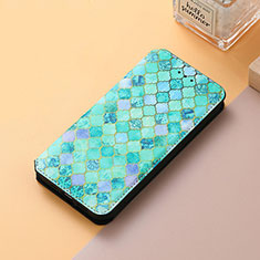 Funda de Cuero Cartera con Soporte Patron de Moda Carcasa S06D para Huawei Honor X7 Verde