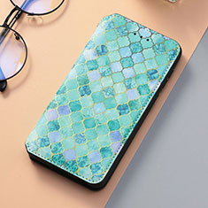 Funda de Cuero Cartera con Soporte Patron de Moda Carcasa S06D para Samsung Galaxy S21 5G Verde