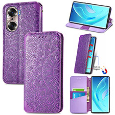 Funda de Cuero Cartera con Soporte Patron de Moda Carcasa S07D para Huawei Honor 60 Pro 5G Morado