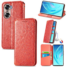 Funda de Cuero Cartera con Soporte Patron de Moda Carcasa S07D para Huawei Honor 60 Pro 5G Rojo