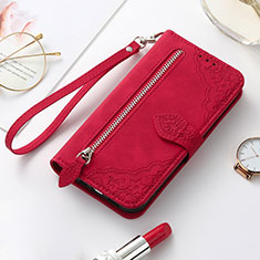 Funda de Cuero Cartera con Soporte Patron de Moda Carcasa S07D para Samsung Galaxy S21 Plus 5G Rojo