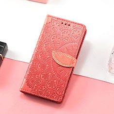 Funda de Cuero Cartera con Soporte Patron de Moda Carcasa S08D para Huawei Honor X8 4G Rojo