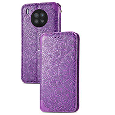 Funda de Cuero Cartera con Soporte Patron de Moda Carcasa S09D para Huawei Honor 50 Lite Morado