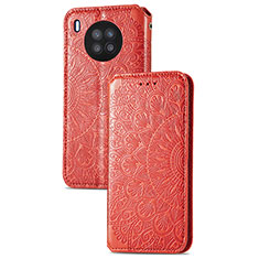 Funda de Cuero Cartera con Soporte Patron de Moda Carcasa S09D para Huawei Honor 50 Lite Rojo