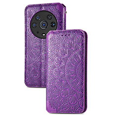 Funda de Cuero Cartera con Soporte Patron de Moda Carcasa S09D para Huawei Honor Magic3 Pro 5G Morado