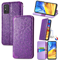 Funda de Cuero Cartera con Soporte Patron de Moda Carcasa S09D para Huawei Honor X10 Max 5G Morado