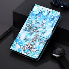 Funda de Cuero Cartera con Soporte Patron de Moda Carcasa Y01B para Samsung Galaxy A20s Azul Claro