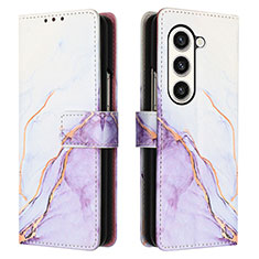 Funda de Cuero Cartera con Soporte Patron de Moda Carcasa Y01B para Samsung Galaxy Z Fold5 5G Morado