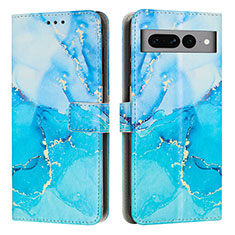 Funda de Cuero Cartera con Soporte Patron de Moda Carcasa Y01X para Google Pixel 7 Pro 5G Azul