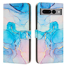 Funda de Cuero Cartera con Soporte Patron de Moda Carcasa Y01X para Google Pixel 7 Pro 5G Azul Cielo