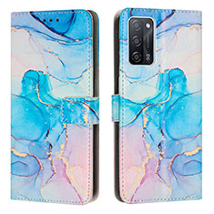 Funda de Cuero Cartera con Soporte Patron de Moda Carcasa Y01X para Oppo A55 5G Azul Cielo