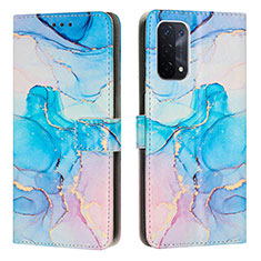 Funda de Cuero Cartera con Soporte Patron de Moda Carcasa Y01X para Oppo A74 5G Azul Cielo