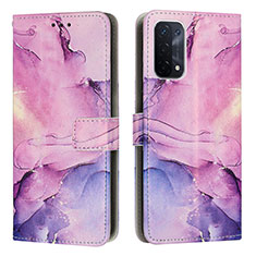 Funda de Cuero Cartera con Soporte Patron de Moda Carcasa Y01X para Oppo A74 5G Morado