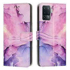 Funda de Cuero Cartera con Soporte Patron de Moda Carcasa Y01X para Oppo A94 4G Morado