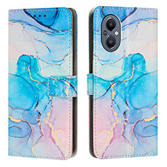 Funda de Cuero Cartera con Soporte Patron de Moda Carcasa Y01X para Oppo A96 5G Azul Cielo