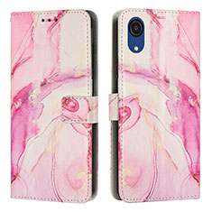 Funda de Cuero Cartera con Soporte Patron de Moda Carcasa Y01X para Samsung Galaxy A03 Core Rosa