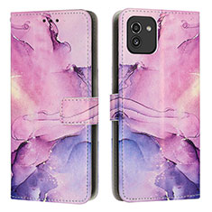 Funda de Cuero Cartera con Soporte Patron de Moda Carcasa Y01X para Samsung Galaxy A03 Morado