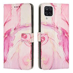 Funda de Cuero Cartera con Soporte Patron de Moda Carcasa Y01X para Samsung Galaxy A12 Rosa