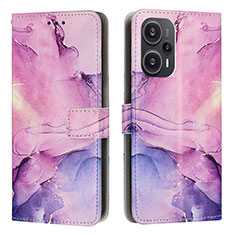 Funda de Cuero Cartera con Soporte Patron de Moda Carcasa Y01X para Xiaomi Poco F5 5G Morado