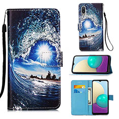 Funda de Cuero Cartera con Soporte Patron de Moda Carcasa Y02B para Samsung Galaxy A02 Azul Real