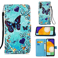 Funda de Cuero Cartera con Soporte Patron de Moda Carcasa Y02B para Samsung Galaxy A04s Azul Cielo