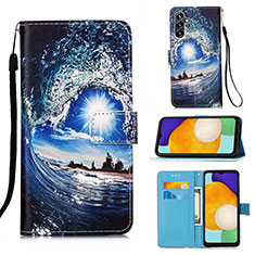 Funda de Cuero Cartera con Soporte Patron de Moda Carcasa Y02B para Samsung Galaxy A04s Azul Real