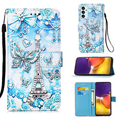 Funda de Cuero Cartera con Soporte Patron de Moda Carcasa Y02B para Samsung Galaxy A05s Azul Claro