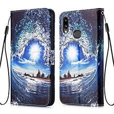 Funda de Cuero Cartera con Soporte Patron de Moda Carcasa Y02B para Samsung Galaxy A10s Azul Real